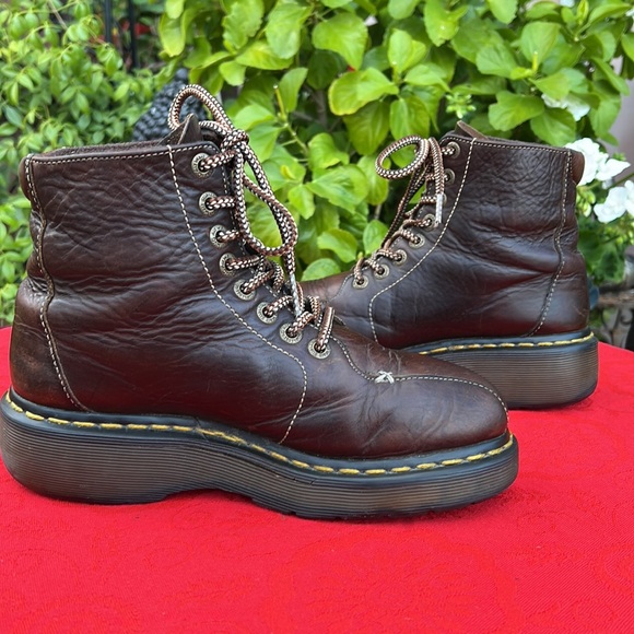 Dr. Martens Vintage Wedge Platform Brown Leather Boots - Picture 11 of 17